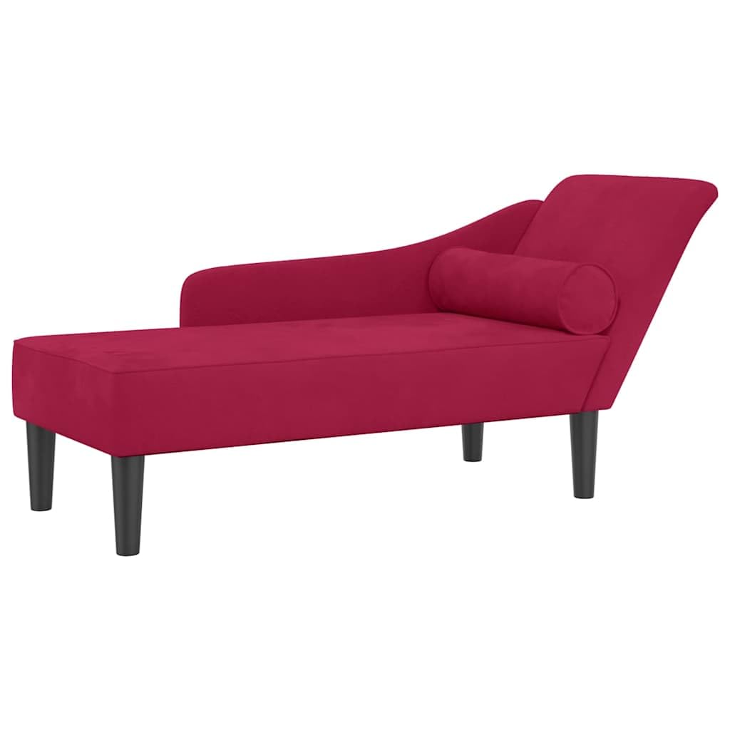 Sedia Lunga Velluto Bordeaux con Cuscini