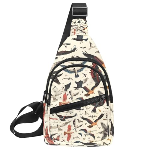 Sac à dos à bandoulière Flying Birds multicolore réglable pour homme et femme