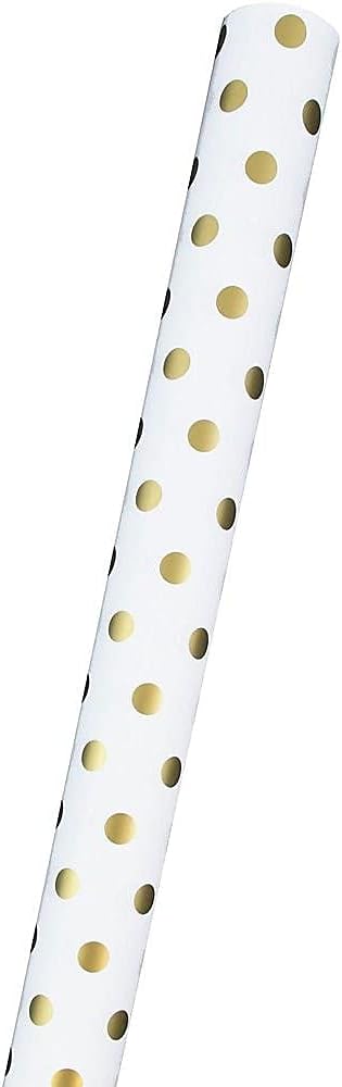 JAM Paper Gift Wrap - Kraft Wrapping Paper - 50 Sq Ft Total - Red Foil Polka Dots on Brown Kraft Paper - 2 Rolls/Pack