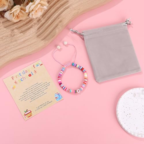 Image of First Day of Preschool Bracelet Back to School Gifts for Kindergarten / Preschool / School Gift Mama and Mini Adjustable Mother Daughter Bracelets as Supplies for Girls to Relieve Study Anxiety