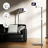 Strixorn Supporto metallico per proiettore con rotazione a 360°, divano contro la parete, portata fino a 5 kg, altezza regolabile 30 – 130 cm, supporto proiettore per casa, ufficio ed esterni