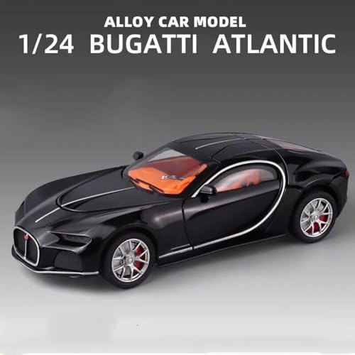 Image of 1:24 Scale Model Bugatti Toy Car for Kids Model Atlantic Car Diecast Metal for Kids Light Sound Pull Back Openable Door