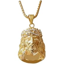 18K Gold-plated Jesus Christ Necklace for Men Women | Jesus Christ Pendant with Chain | Hip Hop Necklace 24