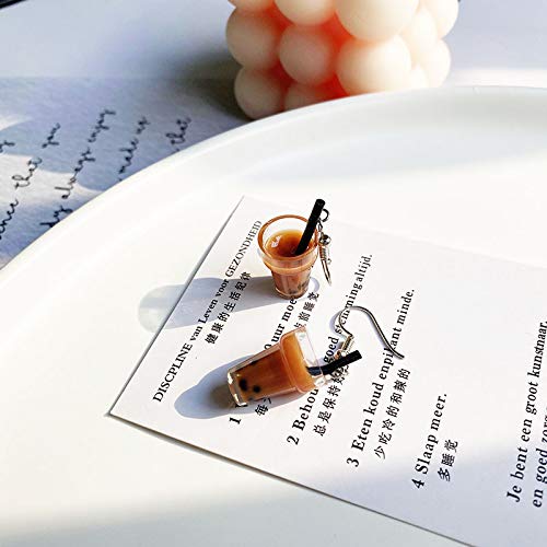 Eielo 16 Pairs Cute Funny Weird Earrings Boba Water Bottle Pearl Milk Tea Food Gummy Bear Fruit Mushroom Goldfish Earring Set Cute Funny Dangle Drop Earrings For Women #TOP4
