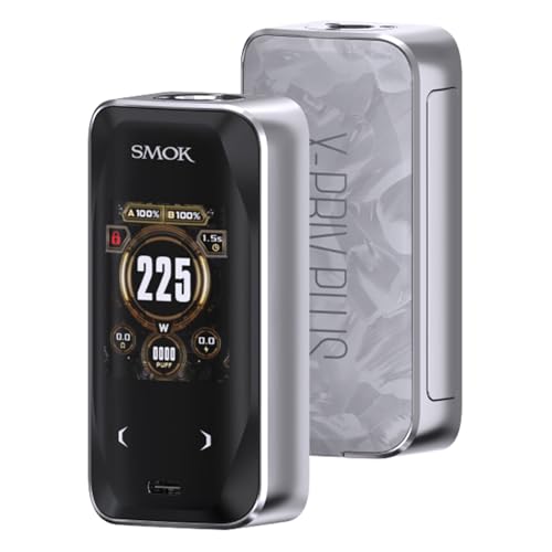 Smok X - priv plus mod 225w admite baterías 18650 (excluidas) admite latas secundarias TF - D/latas tfv9 / mini lata tfv18 estuches de cigarrillos mod vape DTL, sin nicotina (Casco blanco)