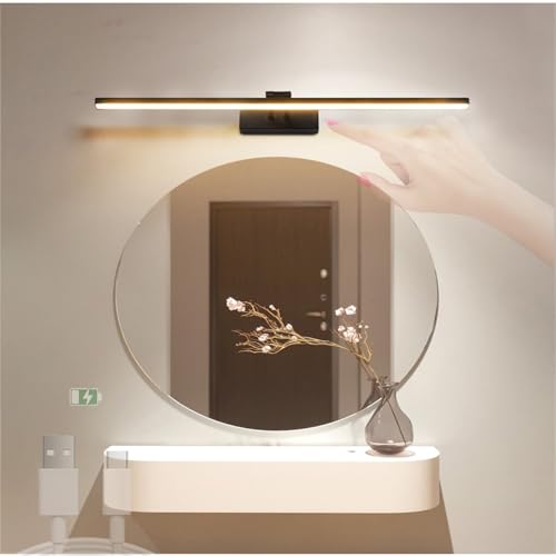 Luz de Pared para Lectura y Espejo con Interruptor Lámpara LED Recargable de Luz Natural Negra