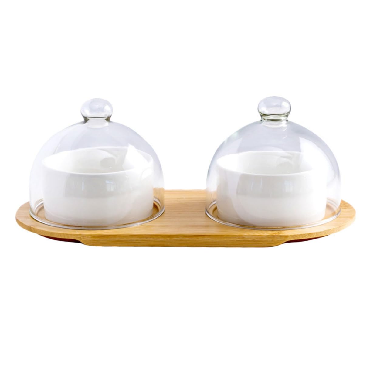 Gatuida 2 Juegos Bol para Servir Postres con Tapa de Vidrio Transparente y Bandeja Resistente y Duradero para Ensaladas y Aperitivos Casa Restaurante y Hotel