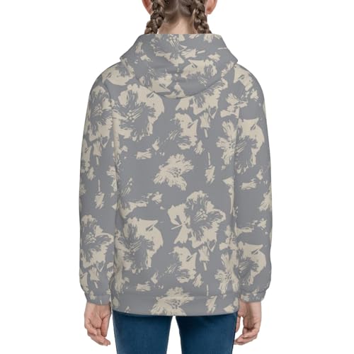 Floral Brush Strokes Kids Pullover Hoodies Boys Zip Up Sweatshirts Girls Athletic Clothes with Pocket 5