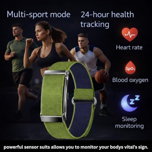 Image of StyleOxx GT Pro Smart Fitness Band,24 /7 Activity Tracking, Heart Rate Monitoring, HRV Analysis, Stress and Sleep Tracking, 30+ Days Battery Life, Ai-Analysis,Subscription Free App (Fern Green)