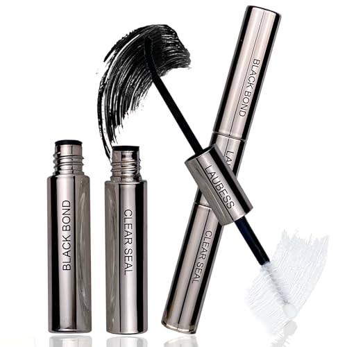 Wimpernkleber Wasserfest LAUBESS Bond and Seal Lash Glue Wimpern Kleber Lash Cluster Glue Wimpern Extensions Kleber Cluster Lashes Kleber Eyelash Glue 10ml (Black/Clear)
