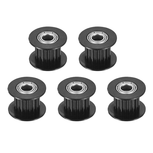 QUARKZMAN 2GT Riemenscheibe 20 Zähne 5mm Bohrung Aluminium-Zahnriemenscheibe für 10mm Breite 20T Zahnriemen für 3D-Drucker, CNC, Umlenkrolle Pulley-5 Stück Schwarz