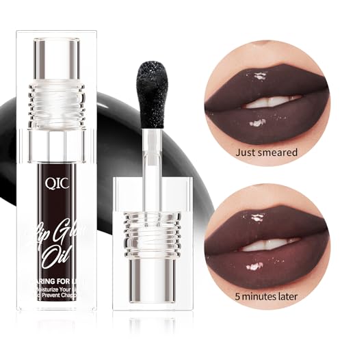 3 Colors Lip Plumping Gloss Waterproof Long-Lasting Moisturizing Velvety Lip Stain Clear/Black Cherry/Black Lip Oil Plumping Hydrating Liquid Lipstick Vegan Lip Makeup - Image 4