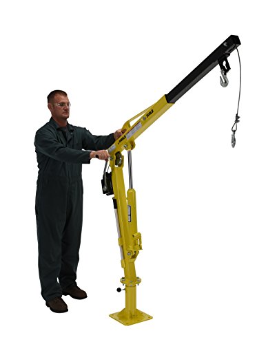 Vestil WTJ-2 Winch Operated Truck Jib Crane, Welded Steel, 1000 lbs Retracted Capacity, 56" Overall Height, Yellow - Thumbnail 4