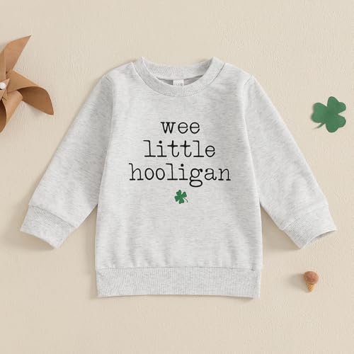 Kids Toddler Boys Girls St. Patrick's Day Outfit Sweatshirt Wee Little Hooligan Crew Neck Pullover Tops2