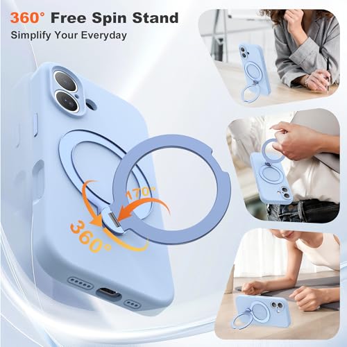 LEKMOTIN Compatible with iPhone 17 Case 6.3'' with 360 Spin Magnetic Ring Stand[Compatible with Mag-Safe] Soft Liquid Silicone 17 Case for Men Women,Blue by LEKMOTIN - Used condition - Image 2