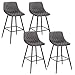 WOLTU 4X Taburete de Bar con Respaldo Paquete de 4 Marco de Metal Muebles Cocina Asiento de Terciopelo Taburetes Cocina Alto Sillas Bar Alta Cocina Gris Oscuro BH252dgr-4