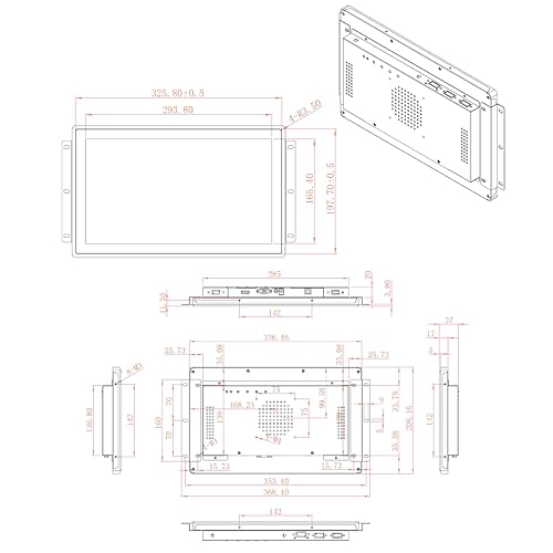 Image of VSDISPLAY 13.3'' 1920x1080 Industrial Touch Monitor IP65 Front Waterproof | IPS LCD Display,16:9 Aspect Ratio,10-Point Capacitive Touch, with H /D VGA Interface for Industrial Outdoor Kiosk Use