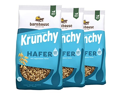 Barnhouse Krunchy Pur Hafer, 3er Pack (3 x 750 g Beutel) - Bio