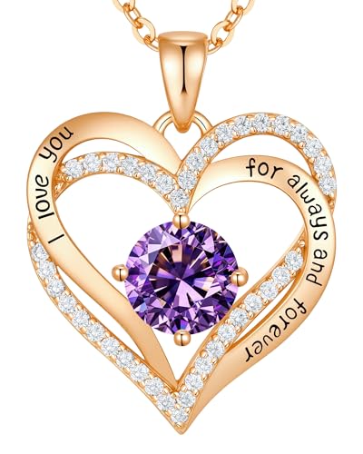 Image of CDE S925 Birthstone Heart Pendant Necklaces Jewelry Gifts for Wife