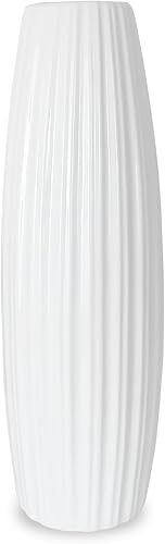 Miniatura 1 de Florero de cerámica blanca de 12 pulgadas de alto, florero blanco para decoración del hogar para hierba de las pampas, jarrones modernos con textura