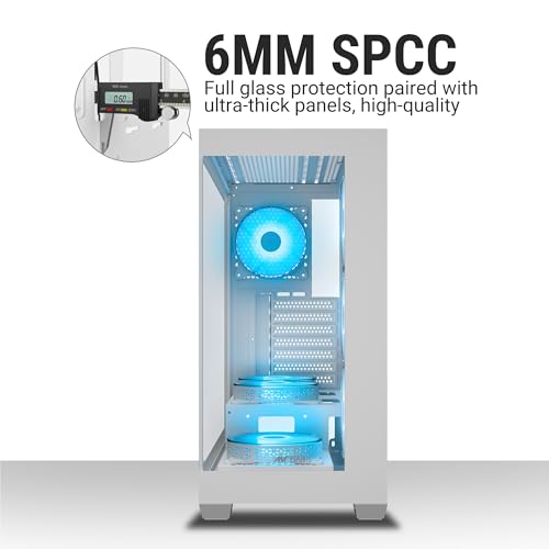 Image of Ant Esports Crystal X7 ATX Computer Case /Gaming Cabinet with Type-C - White | Support ATX, Micro-ATX, Mini-ITX | Pre-Installed 3 M /B Plate Fans, 2 PSU Shroud Fans, 1 Bottom & 1 Rear Fan