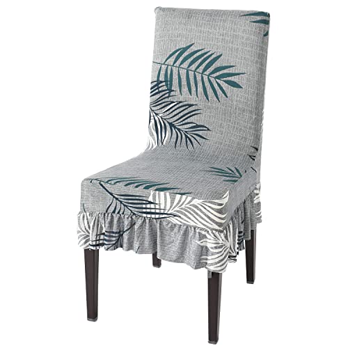 Image of Hokipo Elastic Dining Chair Frill Cover Protector Seat Slipcovers (Ar-4074-D7) - Grey
