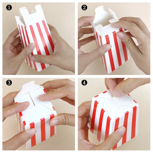 Nadisean 50Pcs Popcorn Boxes Small,5 Colours Popcorn Bags, Retro Popcorn Bucket, Cartons Popcorn Box, Striped Paper Popcorn Sweet Candy Containers Cardboard for Movie Night, Sweets, Party - Image 4