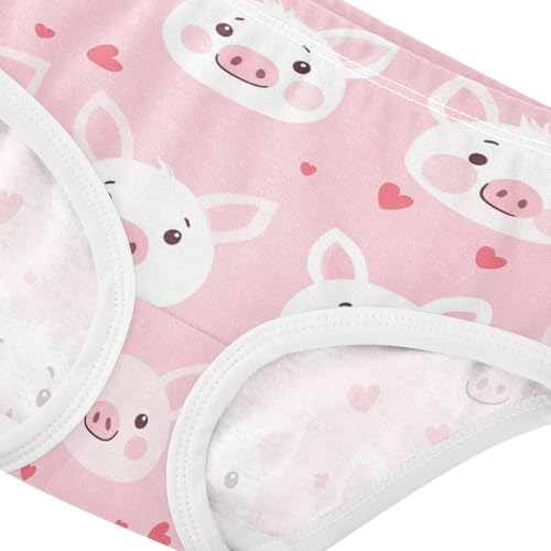 Wusikd Pig Face Girls' Underwear Cotton Pink Hearts Girls Briefs Soft Toddler Underwear 2T4