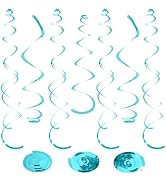 24 PCS Teal Hanging Swirl, Sparkle Ceiling Hanging Decorations, Plastic Streamer Party Decoration...