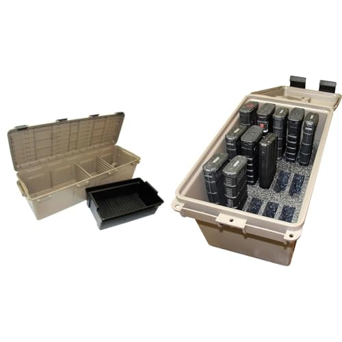 MTM MGC - The Mule Mobile Gear Crate, Water-Resistant, Stackable, Holds 75lbs of Gear, USA Made, & TMC15 Tactical Mag Can