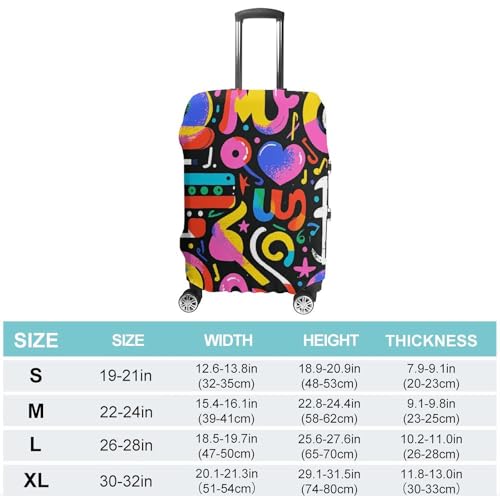 Luggage Cover for Travel Music Graffiti Style Fashion Luggage Covers Washable Stretch Suitcases Protector Fits 19-32 Inch Luggage XL2