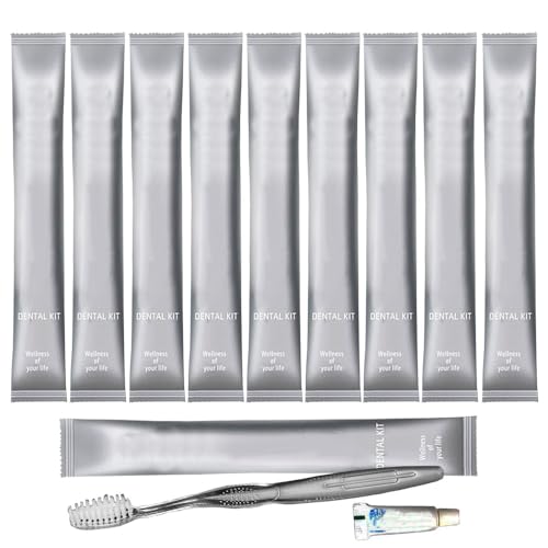 10 cepillos de dientes desechables de lujo negros envueltos individualmente con pasta de dientes, cerdas suaves, kit de cepillo de dientes de hotel, cepillos de dientes para invitados para personas