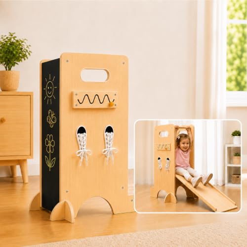 Miniatura 6 de Olvy Kids 4-In-1 Montessori Torre De Aprendizaje - Learning Tower - Escalera De Madera - Escalón Infantil 4 Peldaños - Torre De Cocina Infantil - Torre De Aprendizaje Desde 1 Año