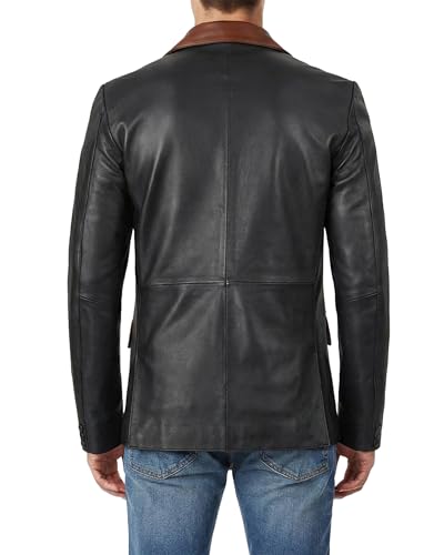 Image of Decrum Lambskin Leather Blazer for Men - Genuine Leather Sport Coat for Formal & Business Casual