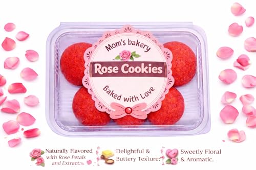 Image of MOM'S BAKERY Crunchy Rose Cookies 200 gm Homemade Floral Biscuits | Soft-Baked Roses Petals Gourmet Cookies with Creamy Flavor | T45 Flour, Butter, Sugar, Vanilla Essence | Eggless, No Palm Oil, No Preservatives | Premium Healthy & High Fiber Snacks for Anytime Cravings for Tea-Time