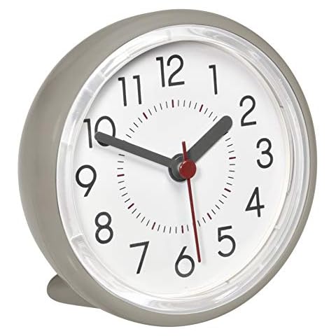 TFA Dostmann 60.3055.10 Moisture Proof Quartz Analog Bathroom Clock, Gray, (L) 102 x (B) 55 (94) x (H) 102 mm Cover