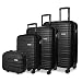 Luggage Depot 4 Piece Suitcase Set with TSA Lock, ABS Hardshell, Black