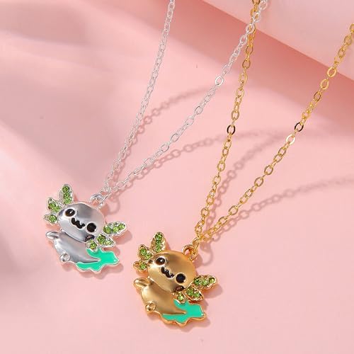 Friendship Axolotl Necklaces for 2 BFF Kawaii Animal Necklace Friendship Axolotl Birthday Gifts for Sister Best Friend Back To School Gift4