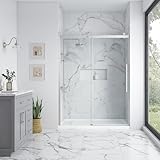 OVE Decors Bel 58-in to 60-in W x 78.75-in H Frameless Sliding Shower Door Soft-Close in Satin Nickel