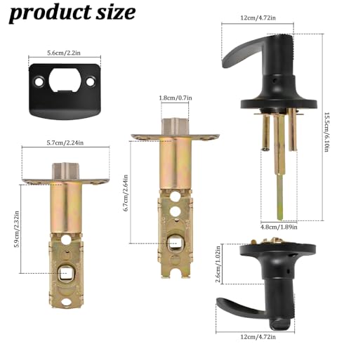Keweilian High-Security Stainless Steel Round Ball Door Handle with Lock & Key,Door Lever for Front Door, Bedroom, and Interior, Easy Installation,Black by Keweilian - Image 2