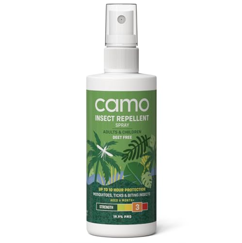 CAMO Insect Repellent Family Spray, Moisturising Lotion, 100ml - DEET Free, Safe on Skin. Repels Wide Range of Biting Insects. Clinically Proven Protection from Ticks & Dengue Carrying Mosquitoes.