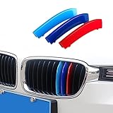 Zufoty 3PCS Car Grille Insert Trims, Decorative Car Front Grill Mesh Trim, M-Colored Tri Grille Insert Trims Strips, ABS Snap-on Front Grill Trim for BMW 2013-2019 F30 F35 3 Series 11-Beam Grille