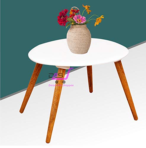 Image of Shoppee Fold-able Oval Shaped Side Table /Tea Coffee Breakfast Table ( Engineered Wood , Natural White)