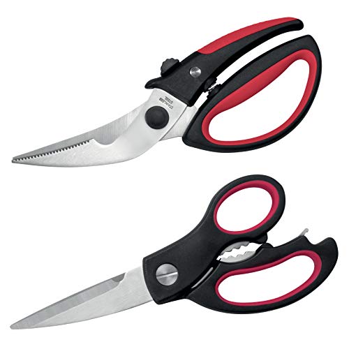 bremermann Lot de 2 ciseaux à volaille et ciseaux ménagers (Rouge)