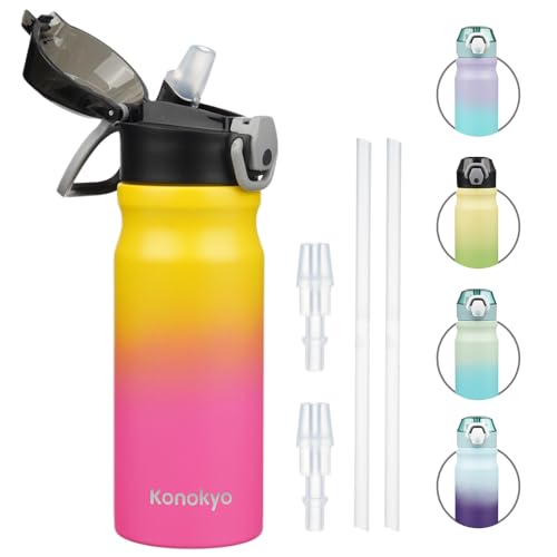 Image of Konokyo 18 oz Insulated Stainless Steel Sports Water Bottle with Straw Lid