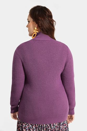 Image of TIYOMI Women Plus Size Tops Long Sleeves Mock Neck Sweaters Knit Pullover Sweater Adjustable Zipper Fall Autumn Winter Shirt
