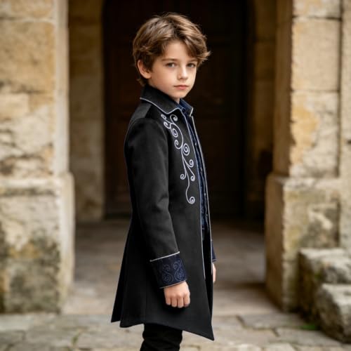 Image of Kids Medieval Steampunk Jacket Boys Victorian Renaissance Tailcoat