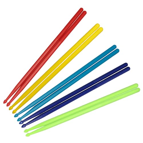Toyvian 5 pares de baquetas de nylon 5a de 16 pulgadas ligeras de colores para principiantes y jóvenes músicos de jazz para práctica y relajación de percusión miniatura 1