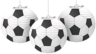 Soccer Ball Paper Lanterns - 9 1/2", 3 Pcs