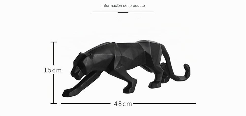Uterstyle - Escultura de leopardo de resina, estatua geométrica de animales silvestres, figura de animal para decoración del hogar, estatua de gato grande, leopardo, león, jaguar (negro)